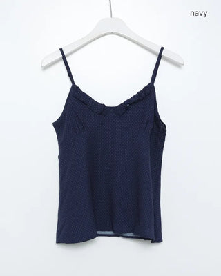 Polka Dot Frill Sleeveless Blouse