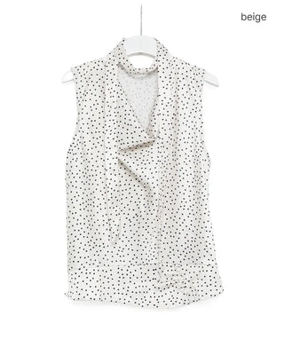 Scarf tie polka dot drape blouse