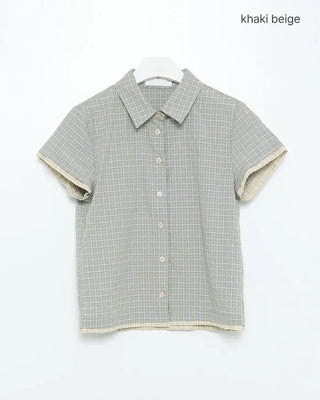Graph Check Seersucker Layered Half Shirt