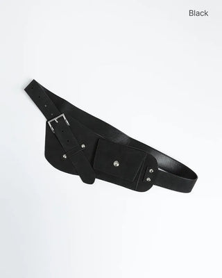 Suede belt with pockets