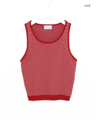 U-neck striped knit tank top
