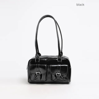 Two-pocket half-moon shoulder bag