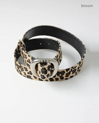 Round leopard belt