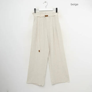 Belted linen slacks