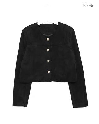 Cropped collarless jacket