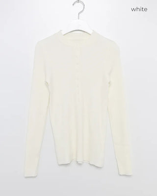 Slim Button Rib Knit