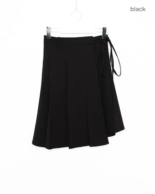 Pleated Asymmetrical Wrap Skirt