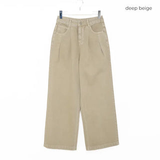 Pleated wide chino pants