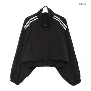 Shoulder Two-Line Cropped Zip-Up