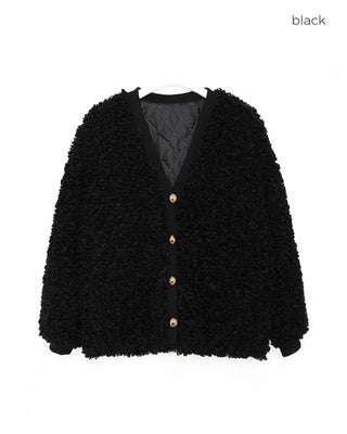 V-neck boa jacket