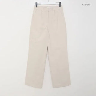 Brushed-back cotton pleated pants