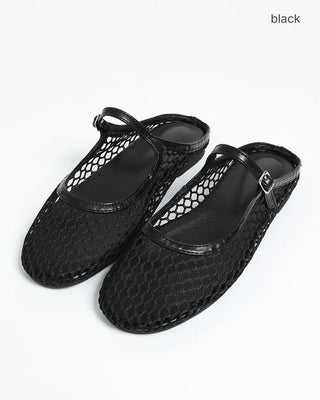 Mesh strap flat sandals