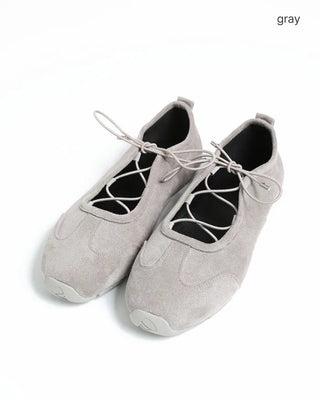 Suede lace-up ballet sneakers