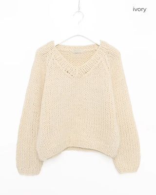 Handmade V-neck knit sweater