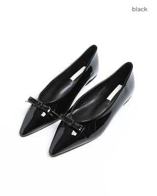 Enamel stiletto heel ribbon flat shoes