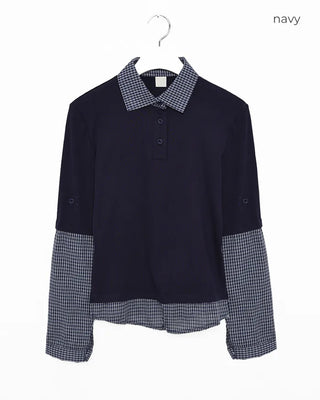 T-shirt layered check shirt