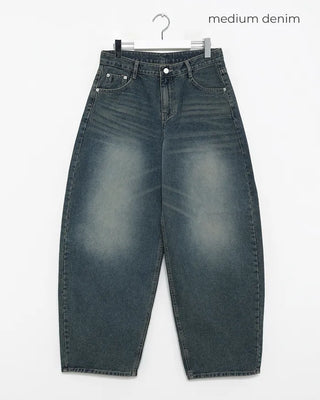 Whiskered Wash Baggy Jeans