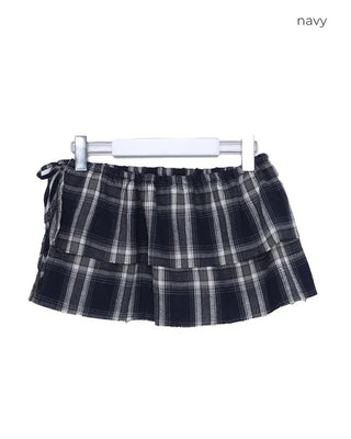 Checked frill wrap skirt