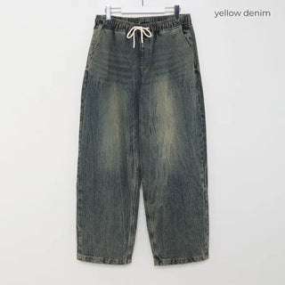 (Unisex) Banding Washed Denim Pants