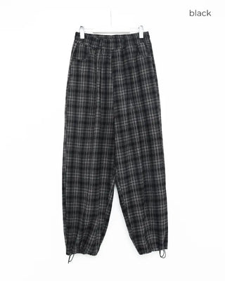 Big check wide pants