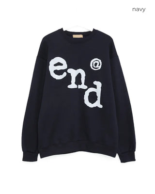 (Unisex) end lettering brushed fleece sweatshirt