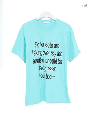 Dot lettering print short-sleeved T-shirt