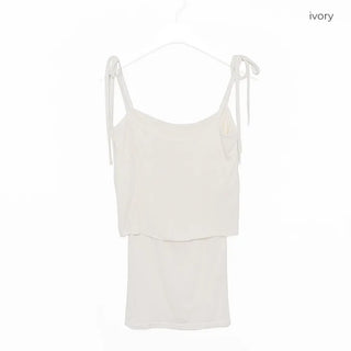 Ribbon open shoulder T-shirt