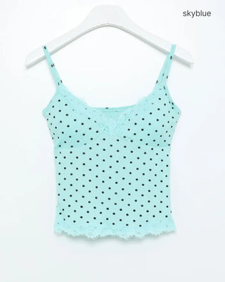 Polka Dot Lace V-Neck Slim Camisole Bra Top