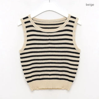 Striped knit sleeveless knit