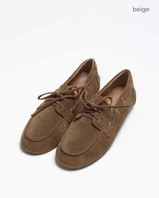 Suede eyelet loafers