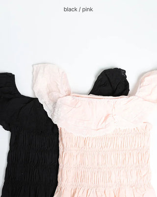 Smoked Frill Off-Shoulder Blouse