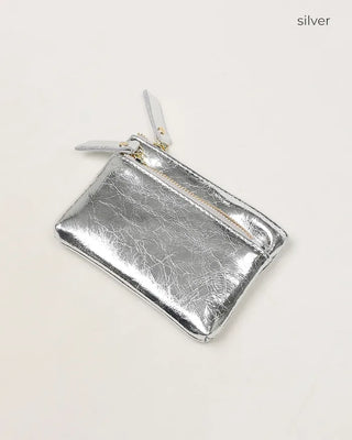 Double Zip Leather Mini Wallet