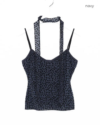 Tie-set leopard jacquard camisole