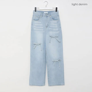 Ribbon Washed Denim Pants