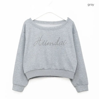 Cubic lettering off-shoulder sweatshirt