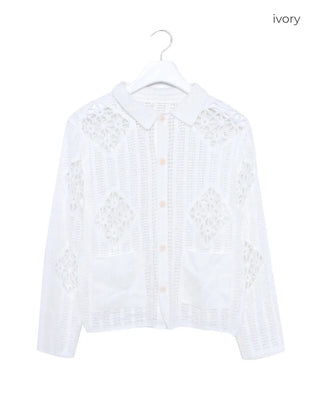 Lace-point color cardigan