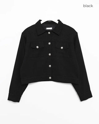 Silver round button tweed jacket