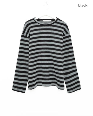 (Unisex) Striped brushed long-sleeve T-shirt