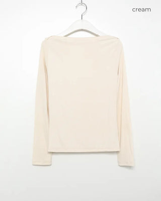 Boat neck simple long-sleeved T-shirt