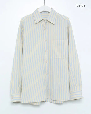 Double Stripe Wrinkle Loose Shirt