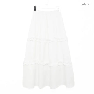 Frilled banded long skirt