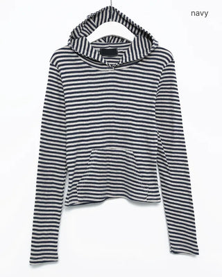 Slim Border Hooded Long Sleeve T-Shirt