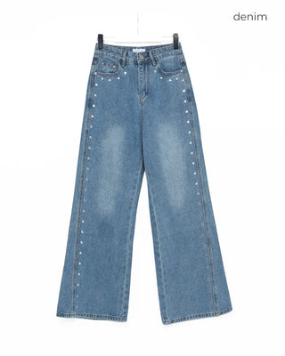 Heart Stud Point Denim Pants