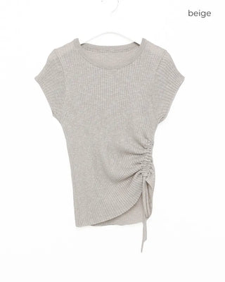 Side-string half-sleeve knit