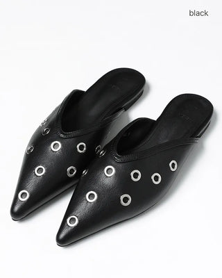 Eyelet pointed-toe mules