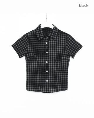 Slim-fit check short-sleeved shirt