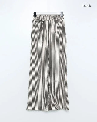 Striped elastic waist pants