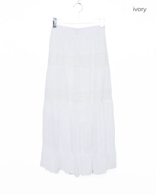 Shirred tiered long skirt
