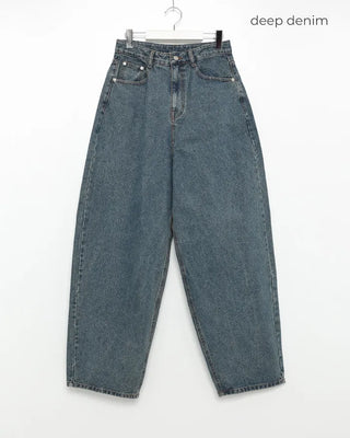 Balloon wide denim pants