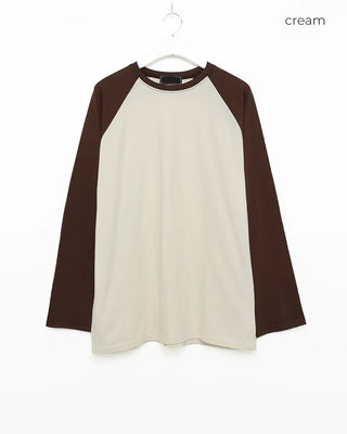 Color Block Raglan Long T-Shirt